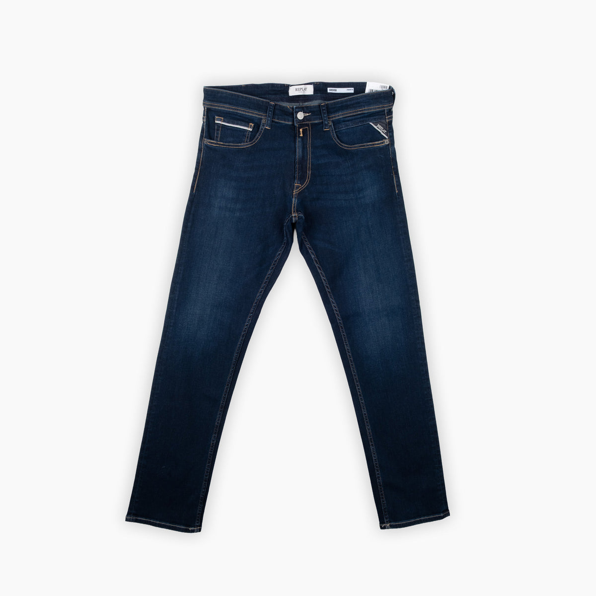 Calças de Ganga Homem Replay Azul-Escuro com Lavagem Discreta