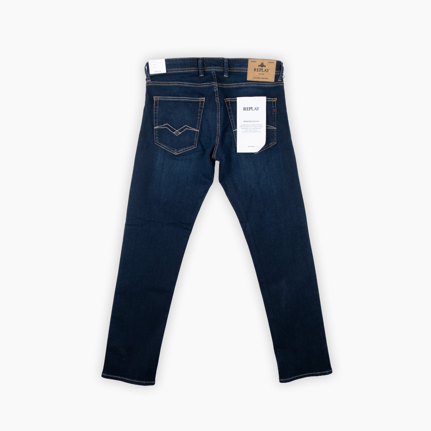 Calças de Ganga Homem Replay Azul-Escuro com Lavagem Discreta