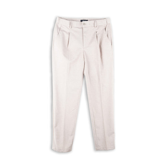 Calças Homem Yes Zee Bege Claro com Pregas Frontais e Bolsos Laterais