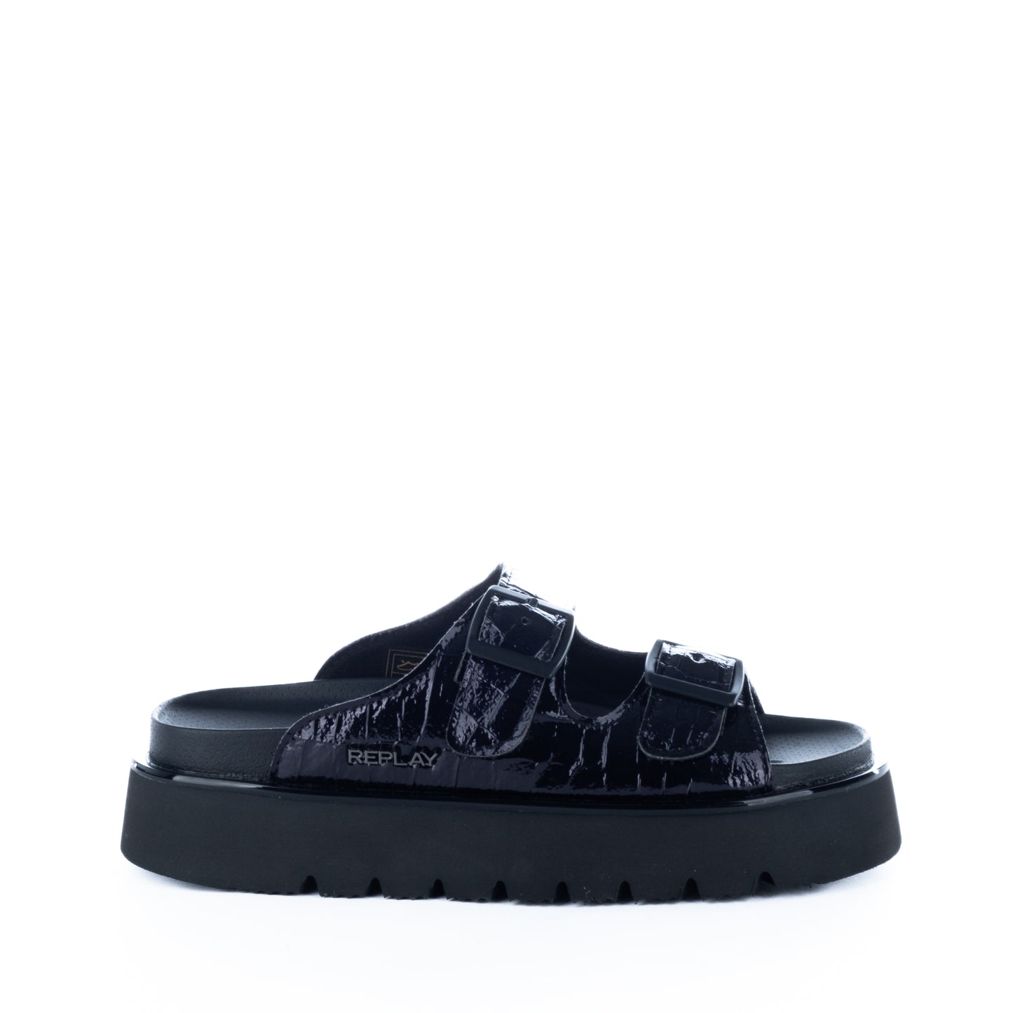 Sandálias Femininas Replay Pretas com Fivelas e Plataforma