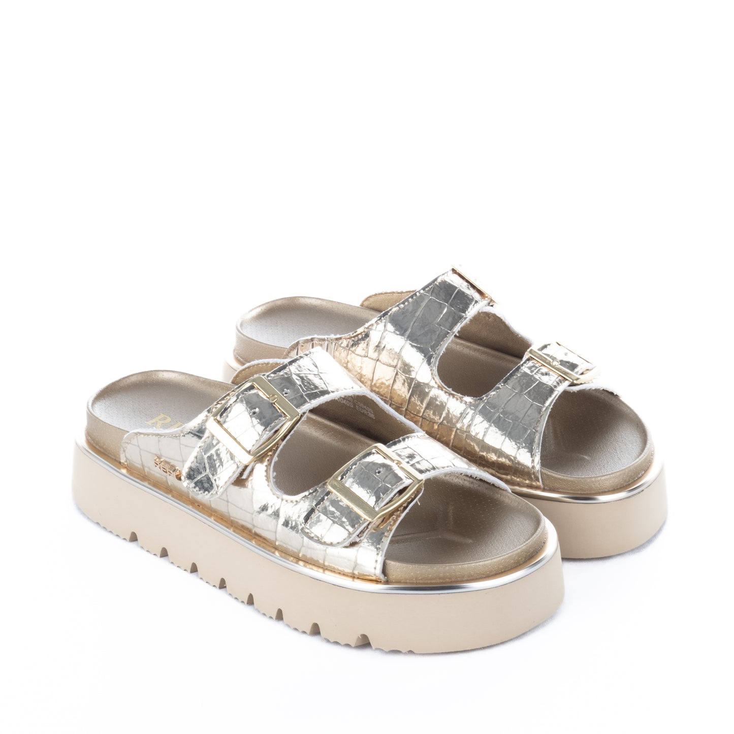 Sandálias Femininas Replay Prateadas com Fivelas