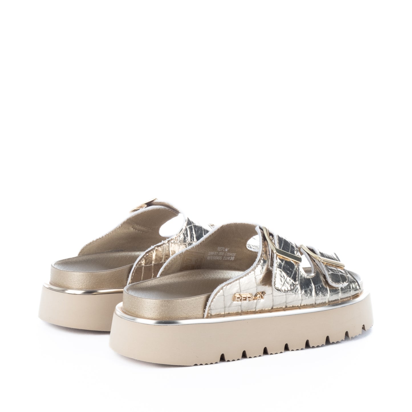 Sandálias Femininas Replay Prateadas com Fivelas