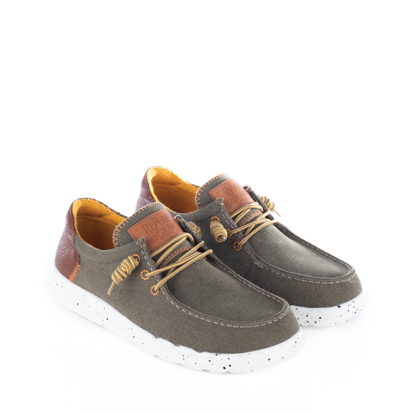 Sapatos Loafer Homem  Replay Verdes com detalhe Castanho