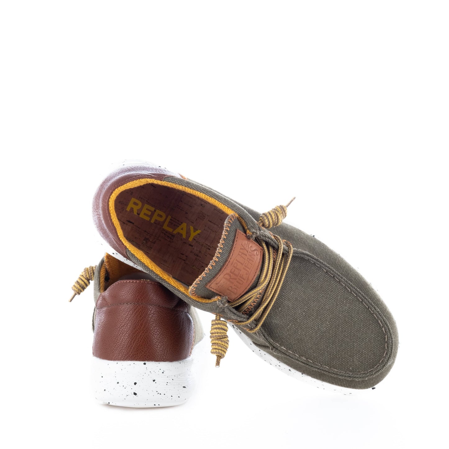 Sapatos Loafer Homem  Replay Verdes com detalhe Castanho