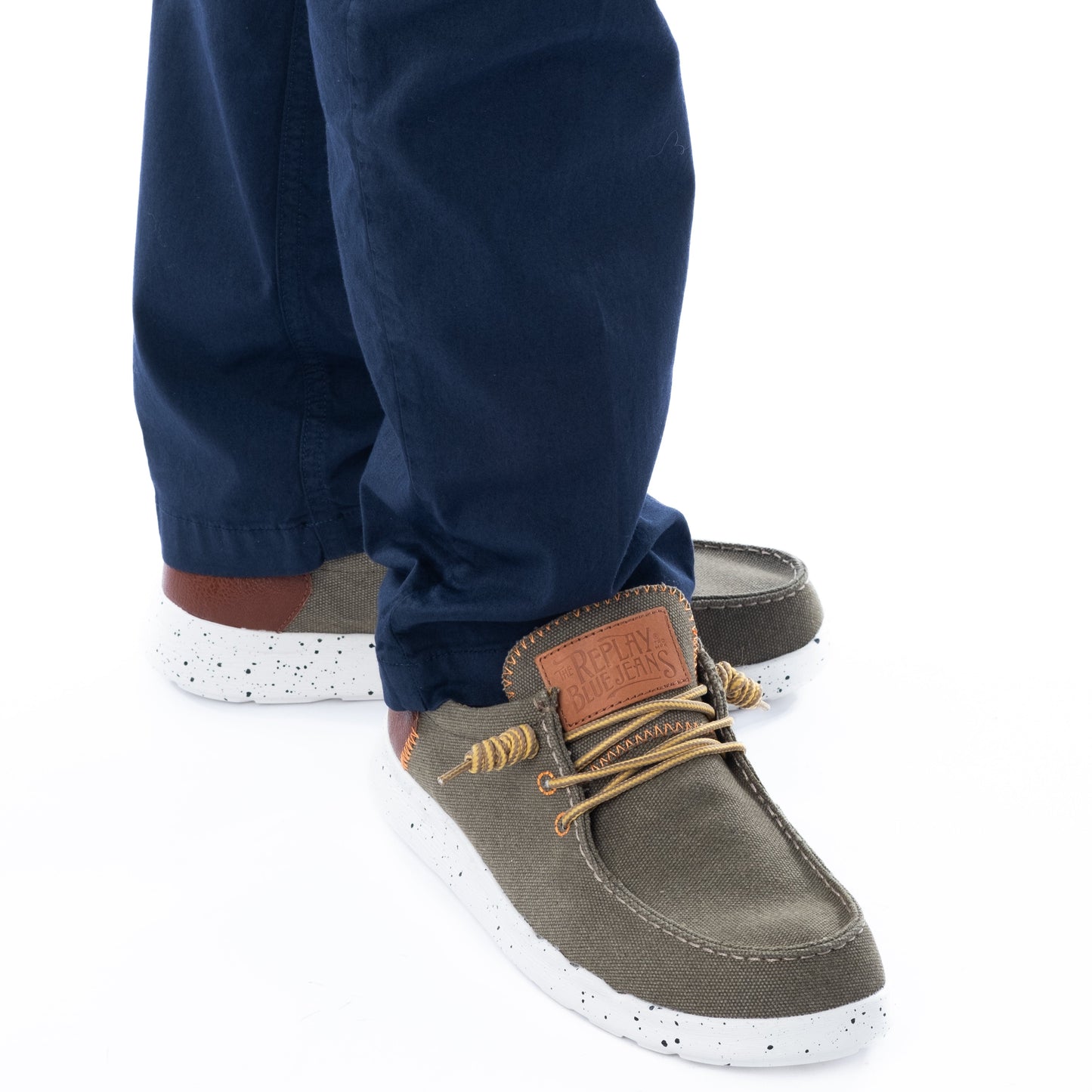 Sapatos Loafer Homem  Replay Verdes com detalhe Castanho