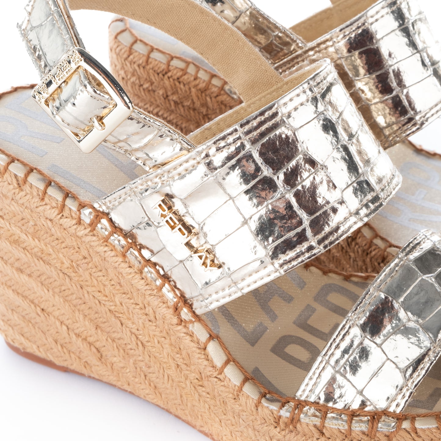 Sandálias Mulher Replay Douradas com Plataforma de Palha