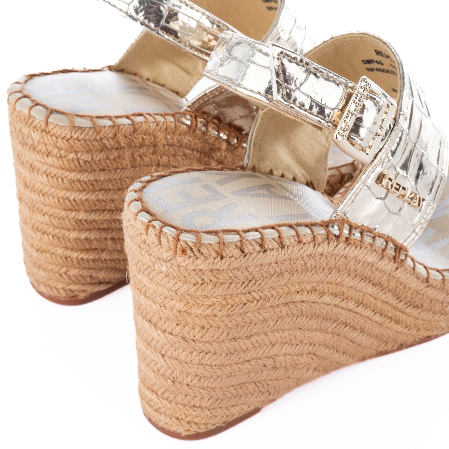 Sandálias Mulher Replay Douradas com Plataforma de Palha
