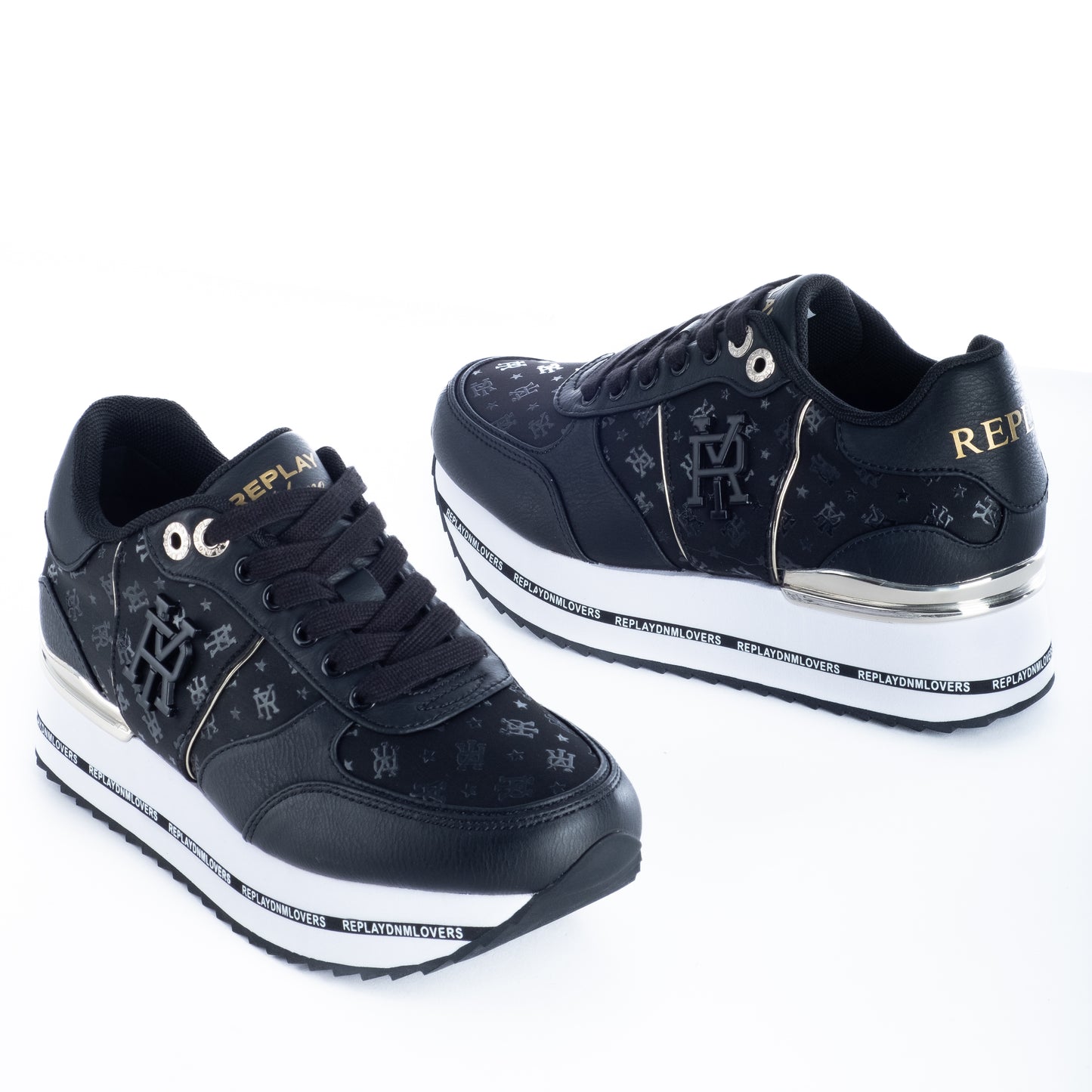 Ténis Mulher Replay Preto com Detalhes em Prata