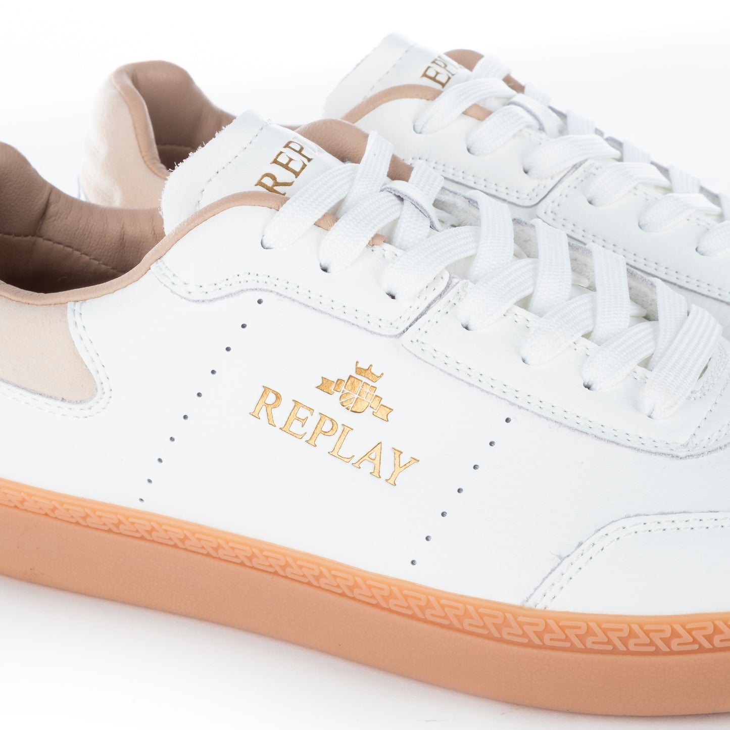 Ténis Homem Replay Branco com Sola Caramelo