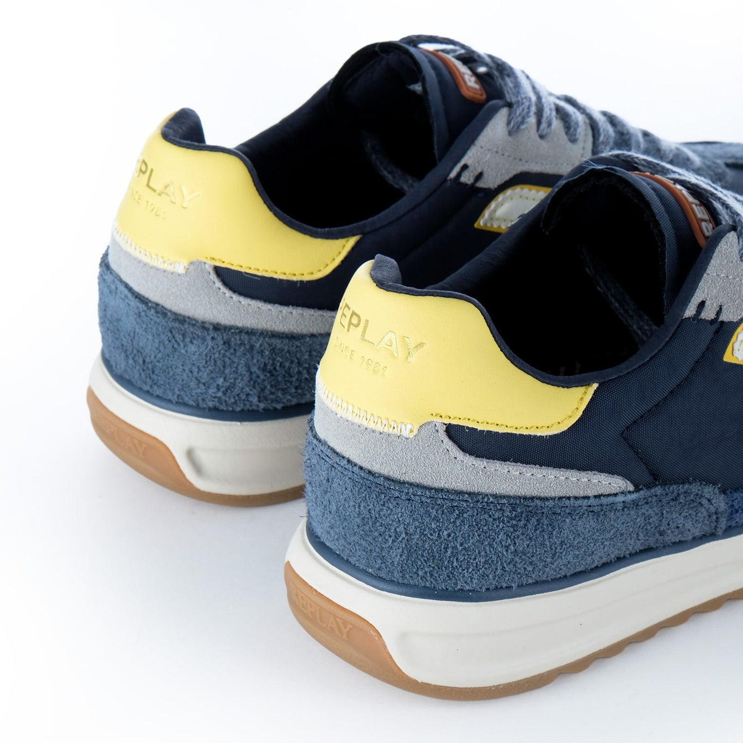 Ténis Homem Replay Azul Marinho com Logótipo Branco e Detalhes Amarelos
