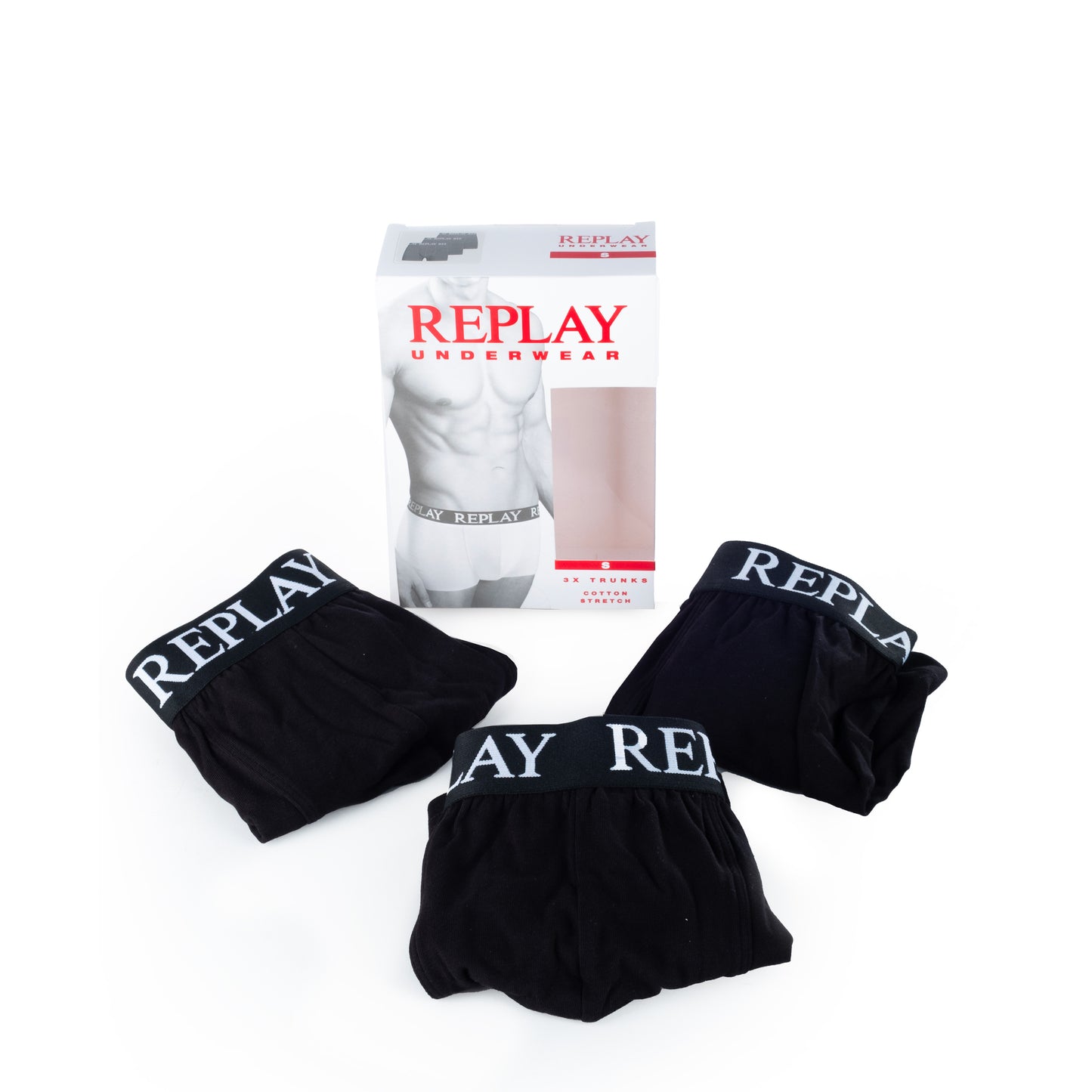 Pack Boxers Homem Replay Pretos com Cintura Elástica com Logo