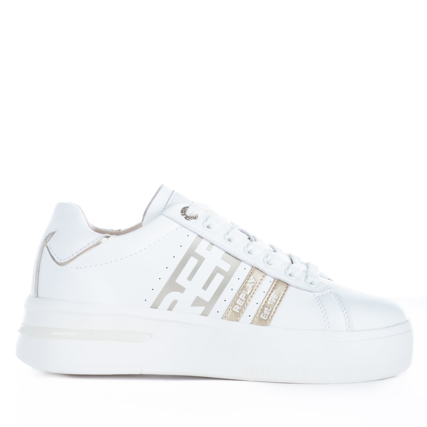 Ténis Mulher Replay Branco com Detalhes Metalizados