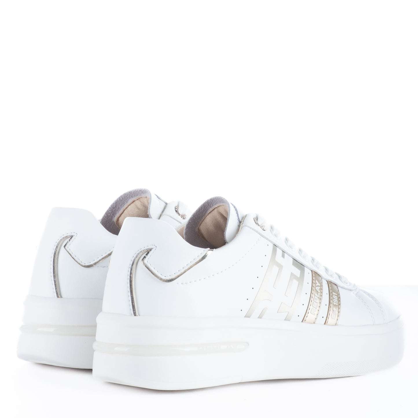 Ténis Mulher Replay Branco com Detalhes Metalizados