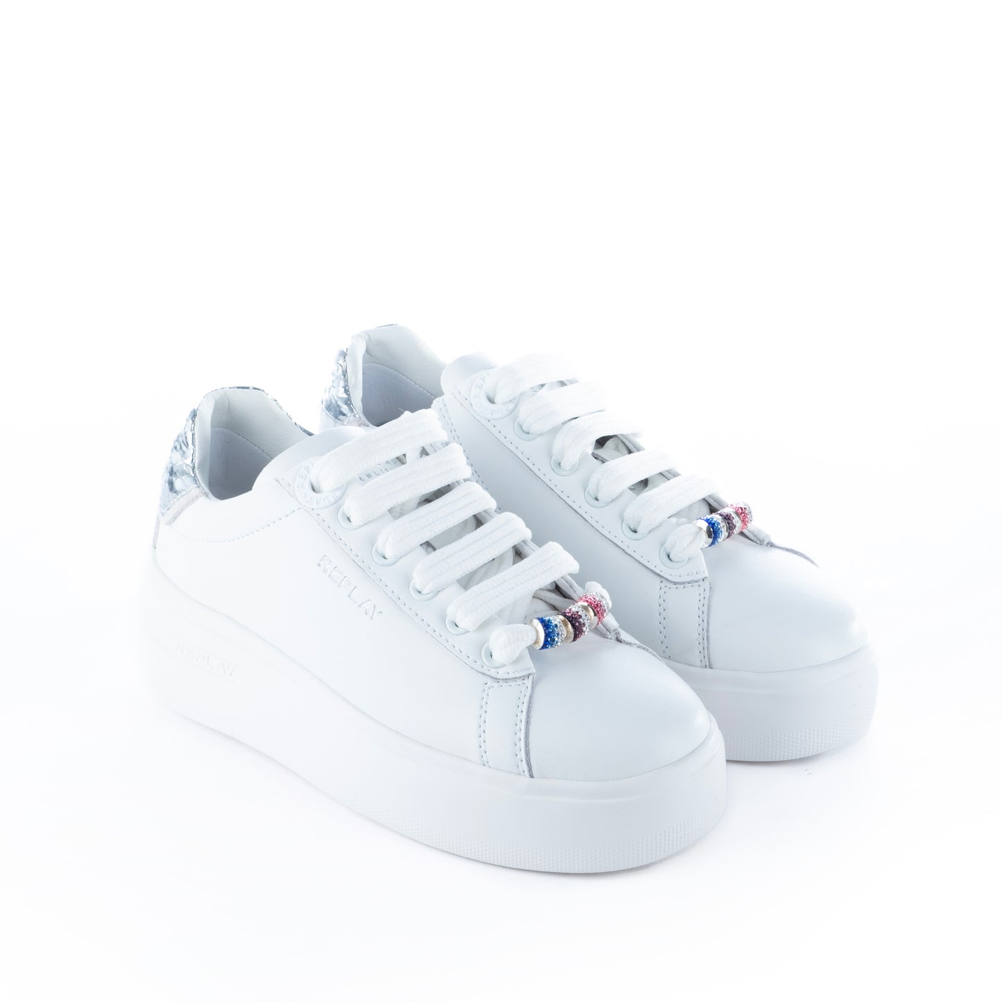 Ténis Mulher Branco com Detalhes Prateados Replay