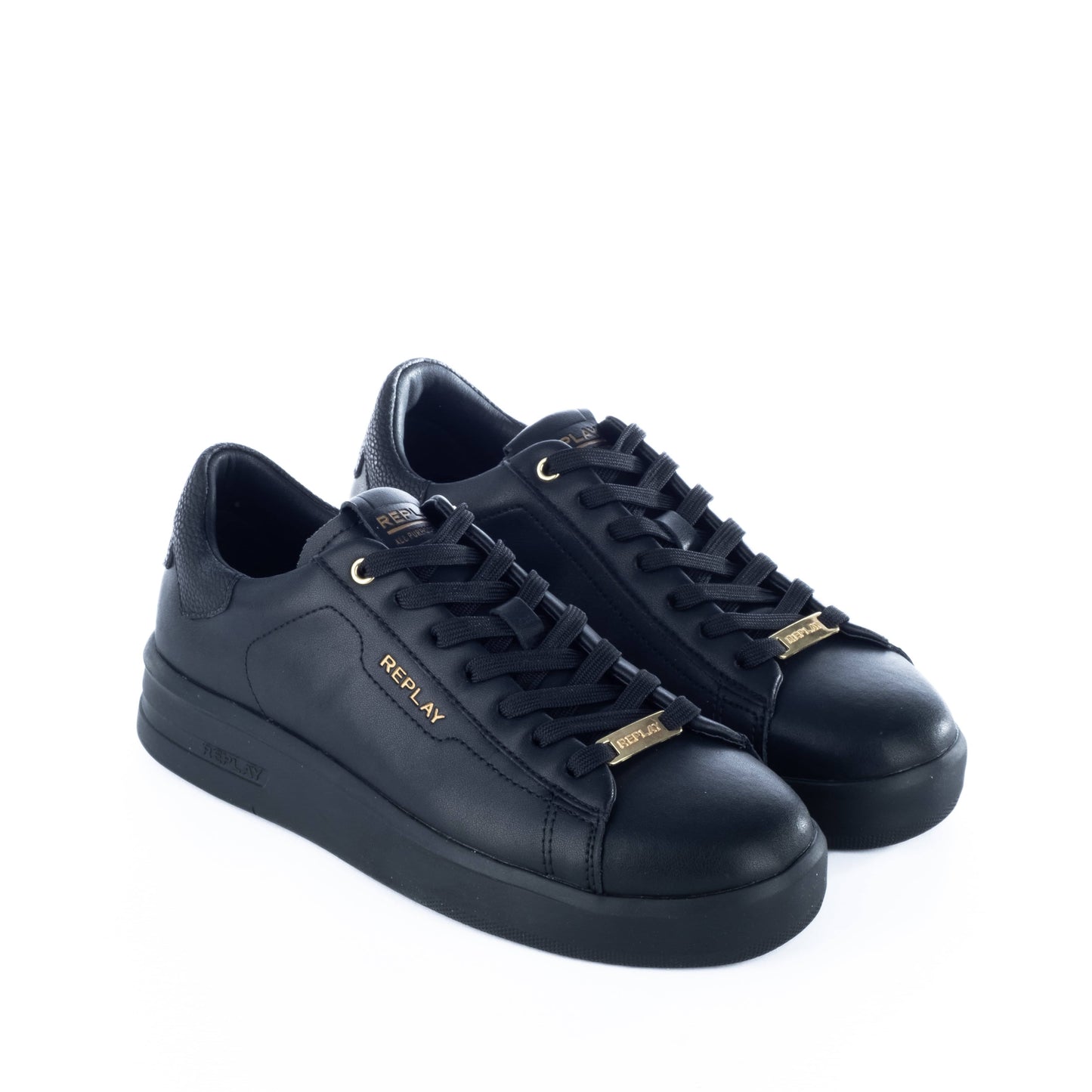 Ténis Homem Replay pretos com logo Dourado