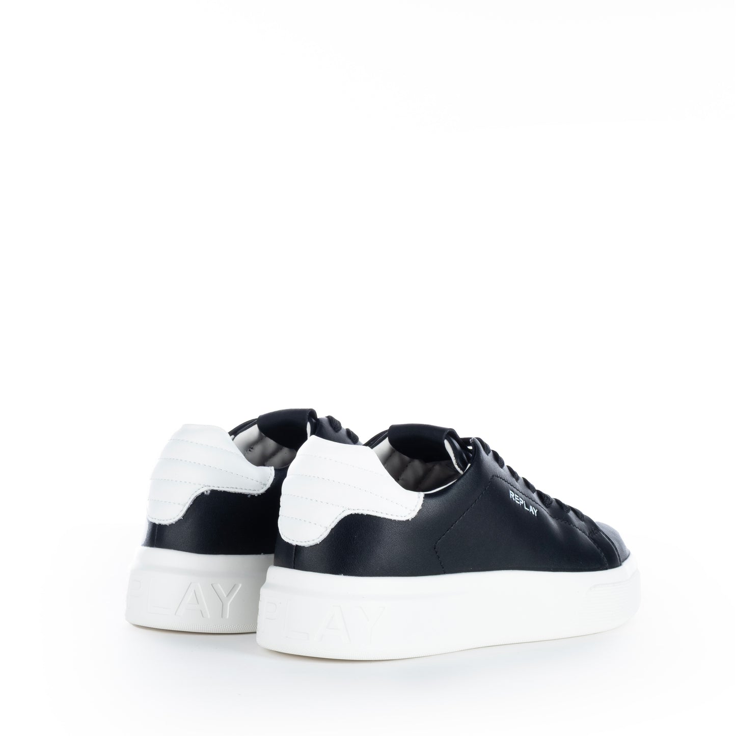 Ténis Homem Replay Preto e Branco de Couro Moderno
