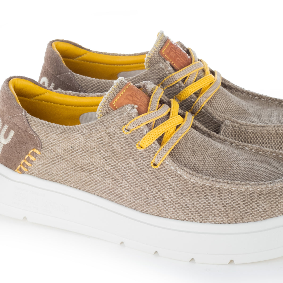 Sapatos Casuais Homem Replay Bege com Atacadores Laranja