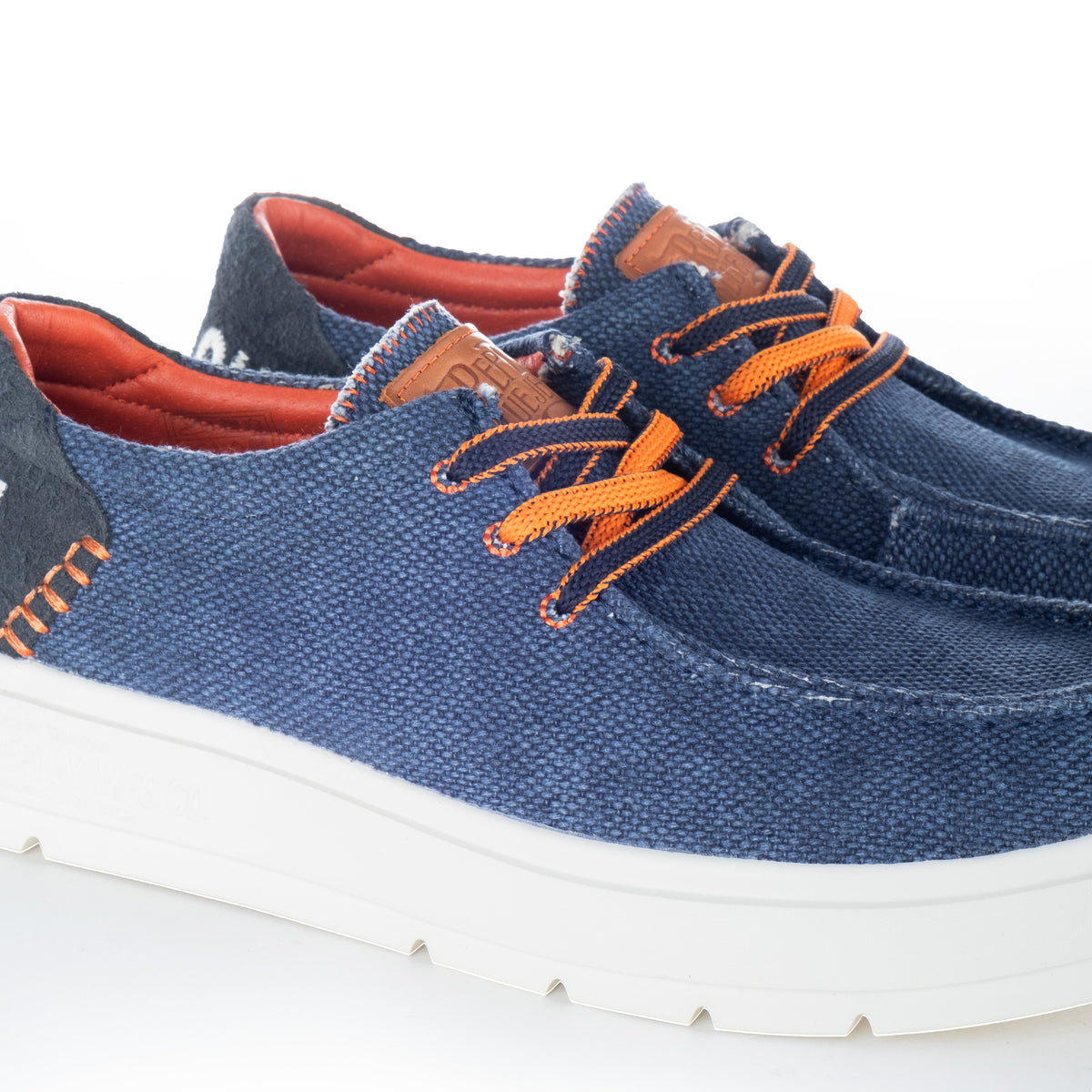 Sapatos Casuais Homem Replay Azul-Escuro com Atacadores Laranja