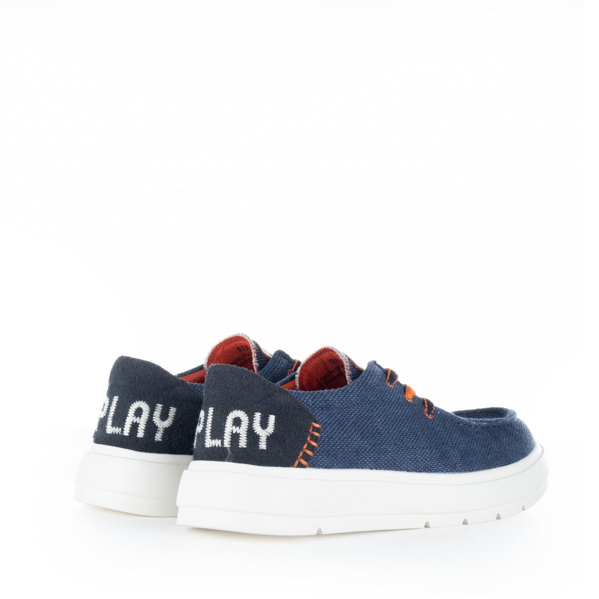 Sapatos Casuais Homem Replay Azul-Escuro com Atacadores Laranja