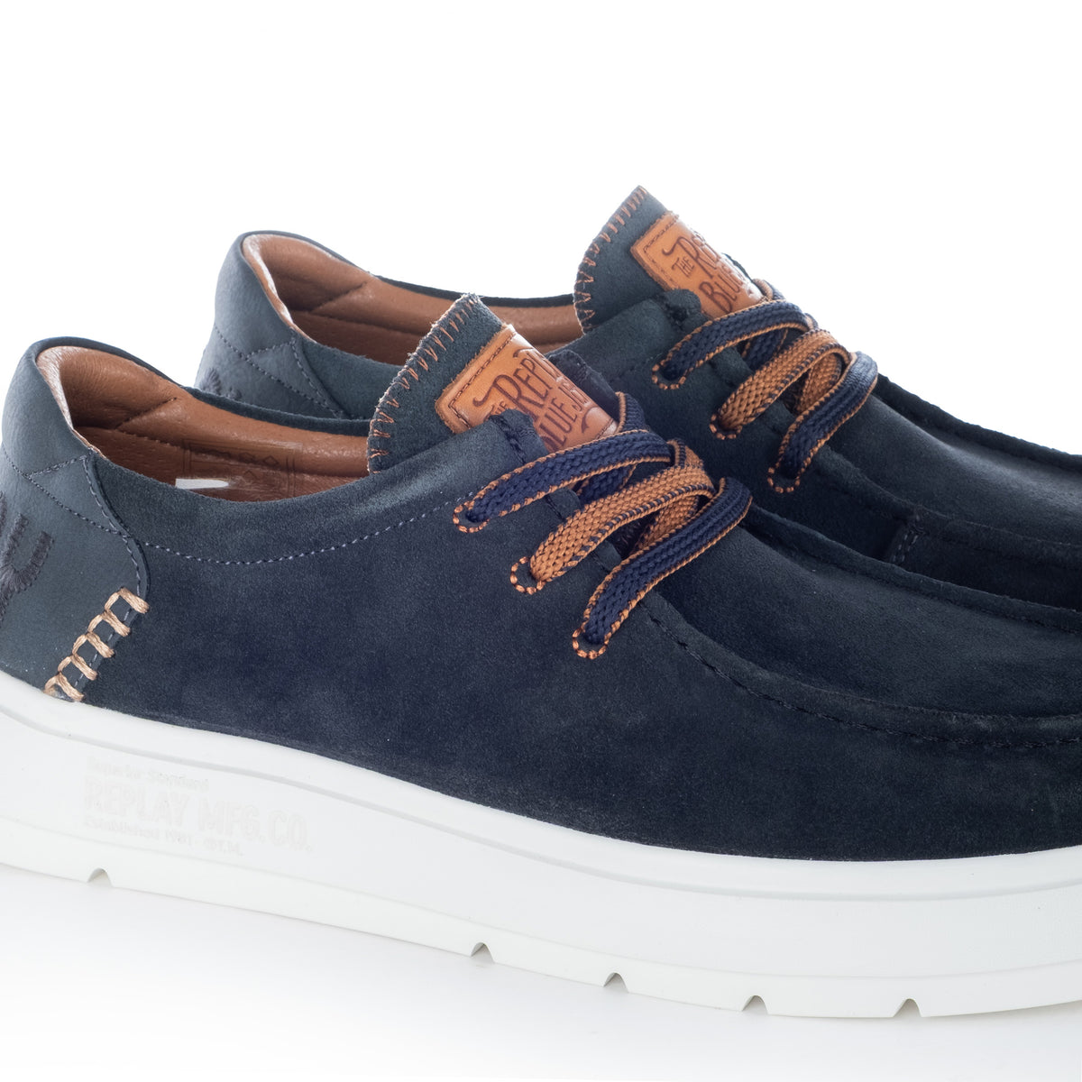 Sapatos Casuais Homem Replay Azul-Escuro com Sola Branca