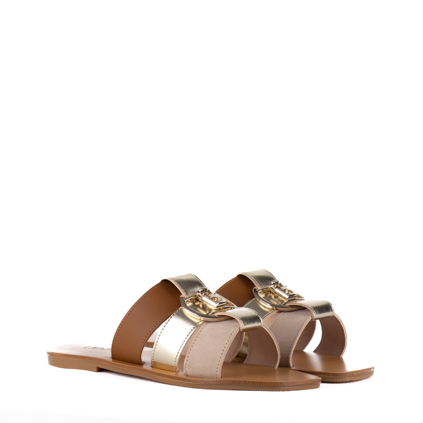 Sandálias Mulher Liu Jo em Bege e Dourado com Detalhes Metalizados