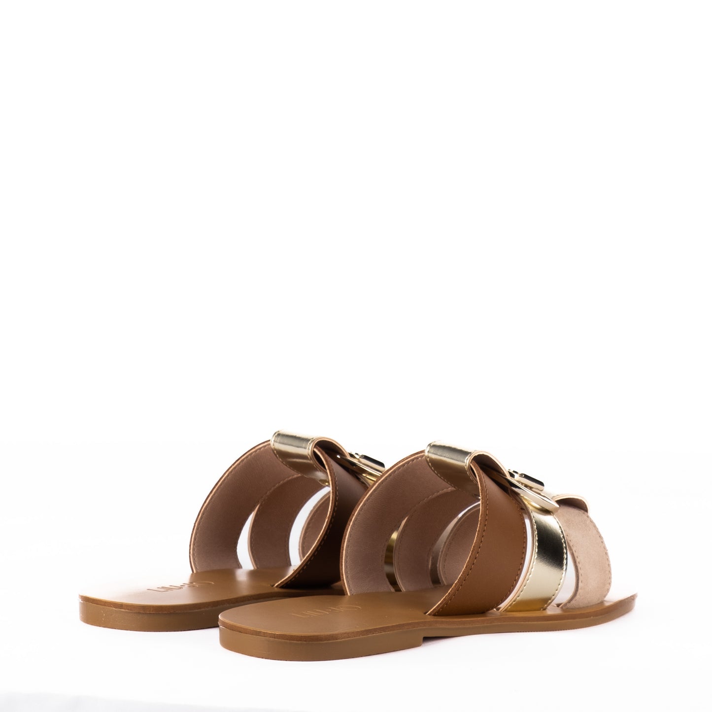 Sandálias Mulher Liu Jo em Bege e Dourado com Detalhes Metalizados