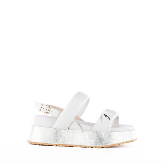 Sandálias Femininas Liu Jo Brancas com Plataforma e Detalhes Metálicos