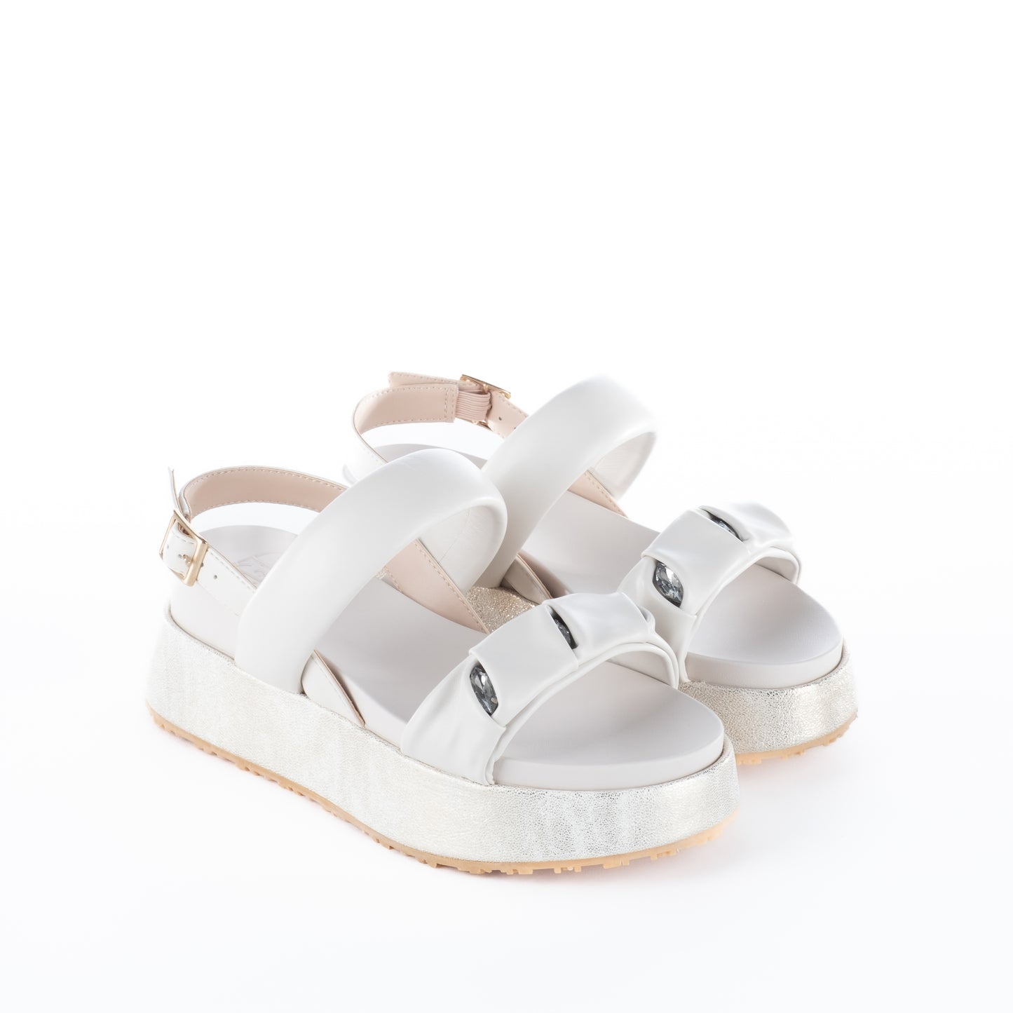 Sandálias Femininas Liu Jo Brancas com Plataforma e Detalhes Metálicos