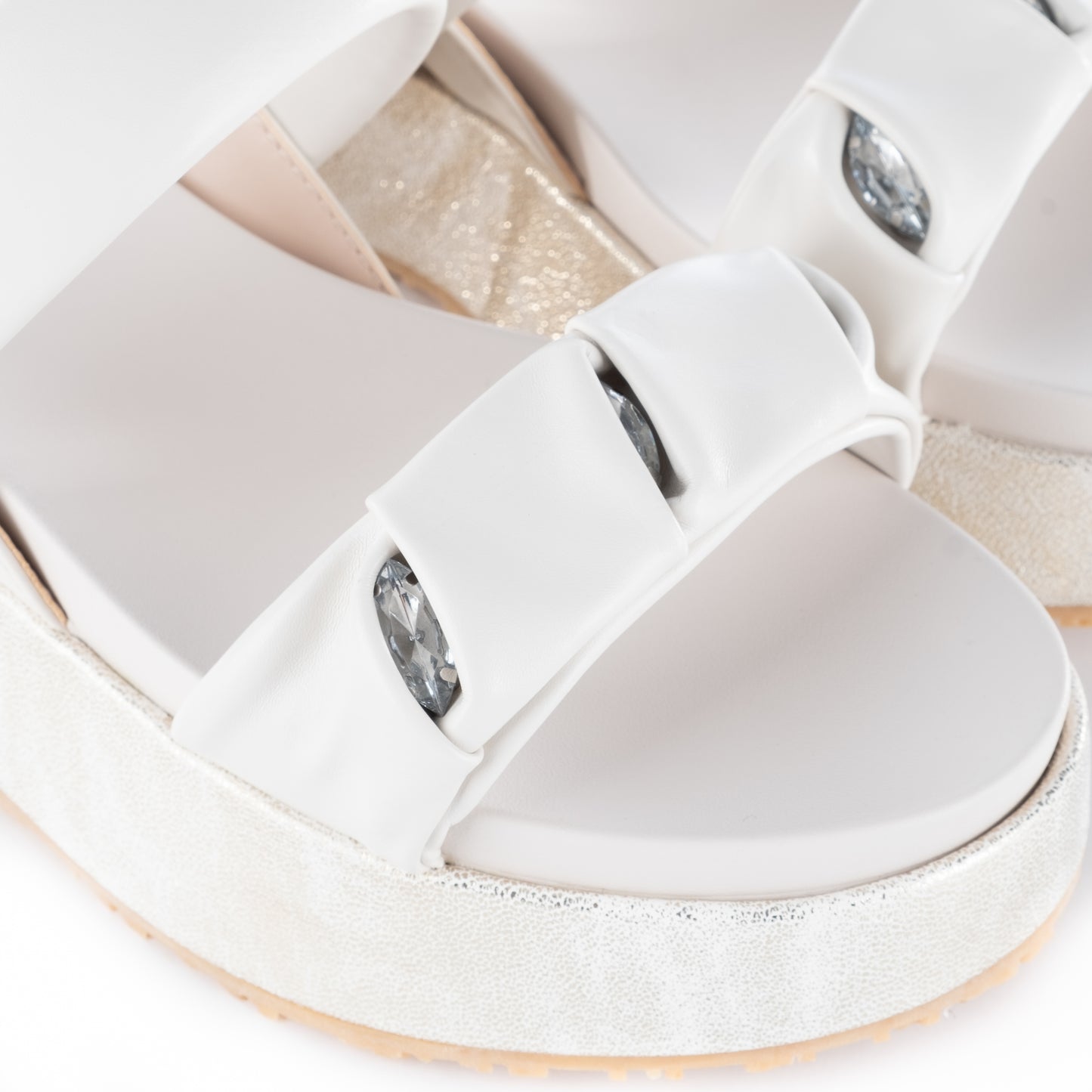 Sandálias Femininas Liu Jo Brancas com Plataforma e Detalhes Metálicos