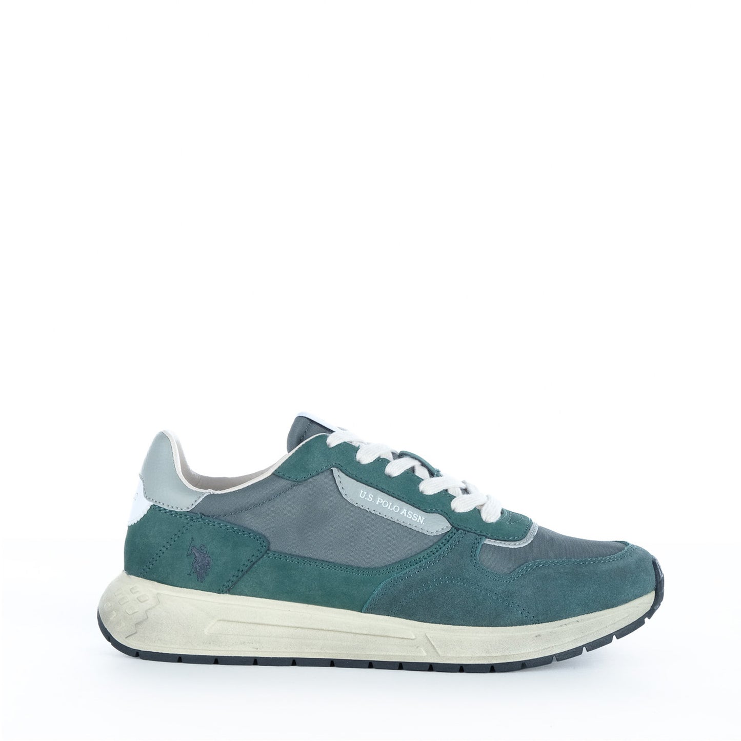 Ténis Homem U.S. Polo Assn. Verde e Cinzento com Atacadores Brancos