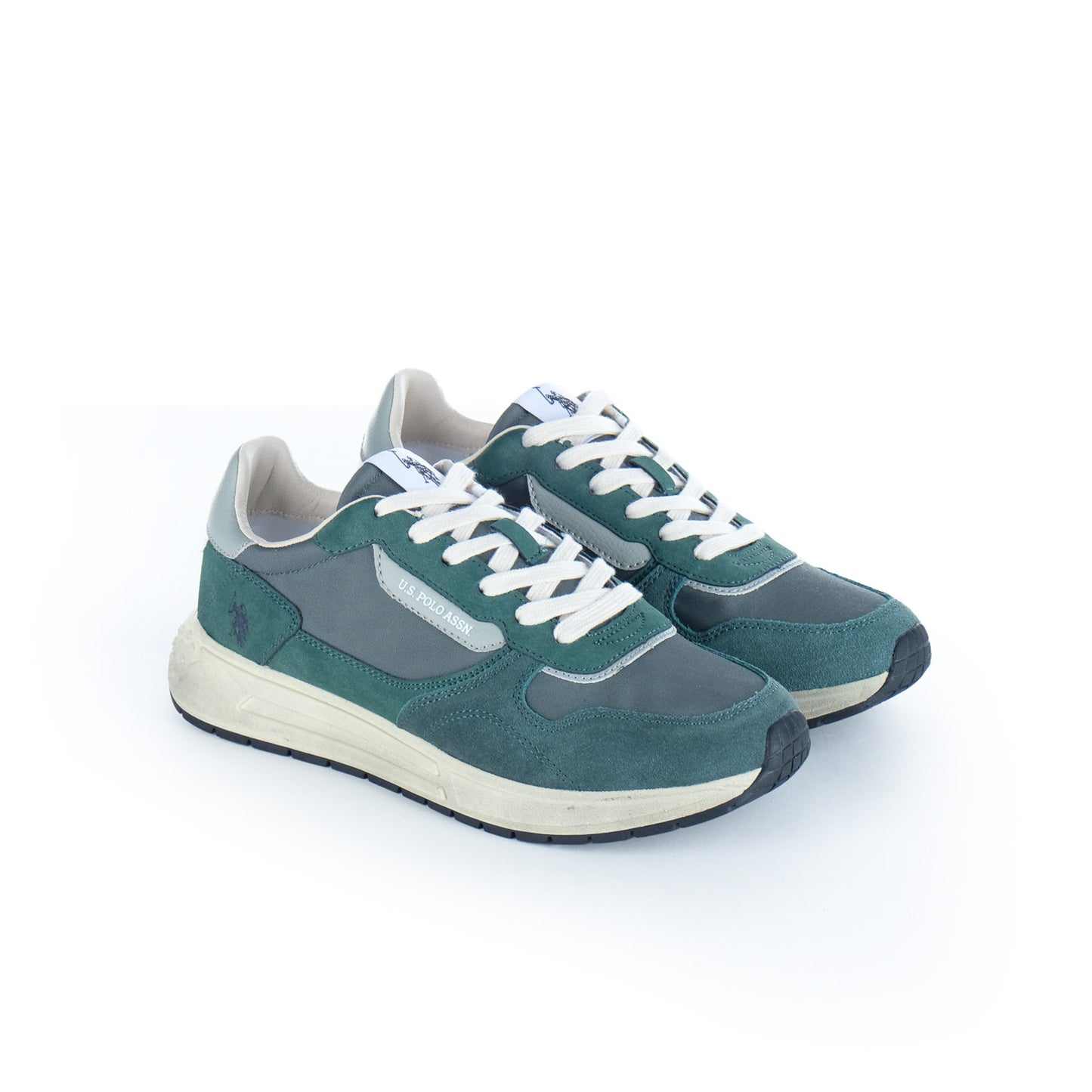 Ténis Homem U.S. Polo Assn. Verde e Cinzento com Atacadores Brancos