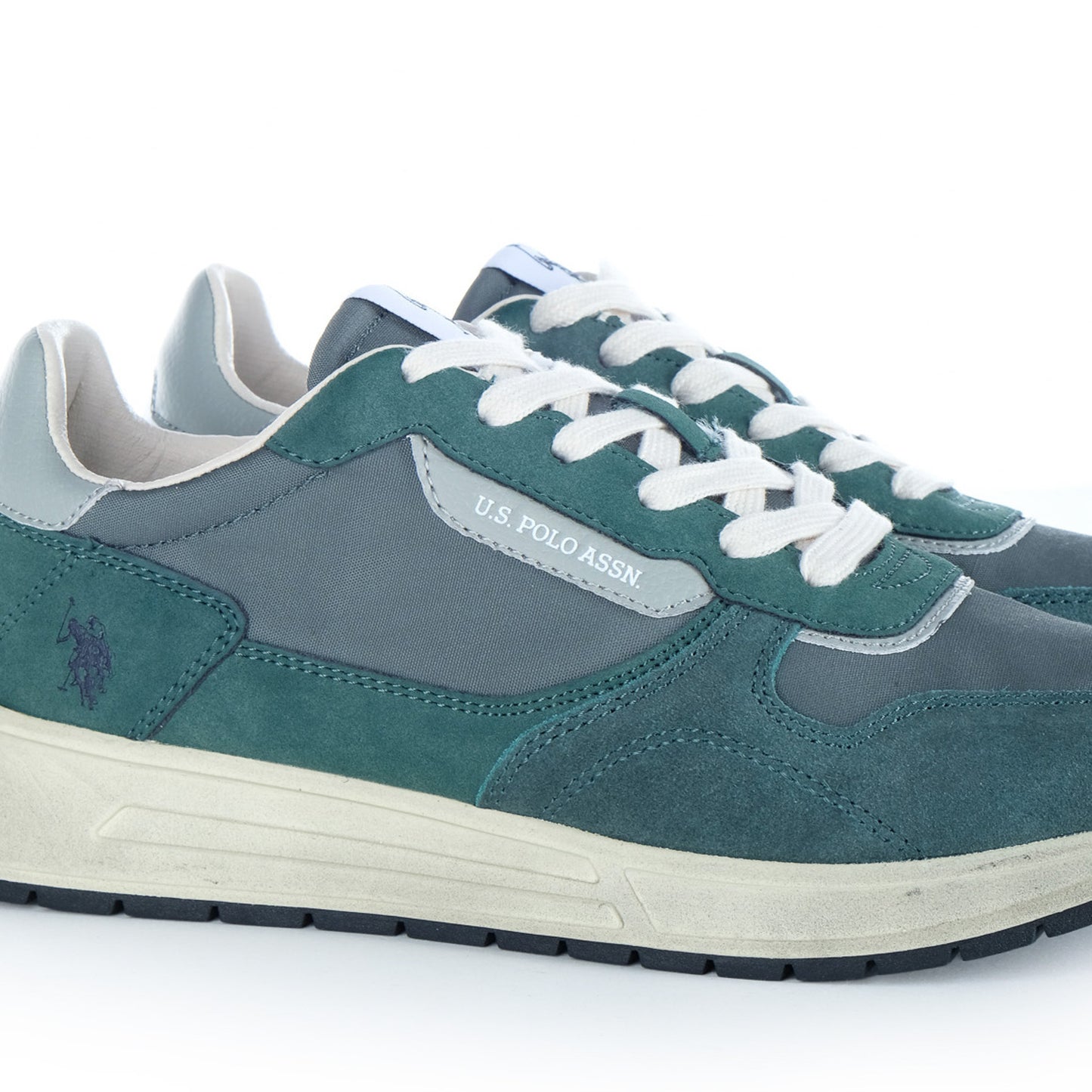Ténis Homem U.S. Polo Assn. Verde e Cinzento com Atacadores Brancos
