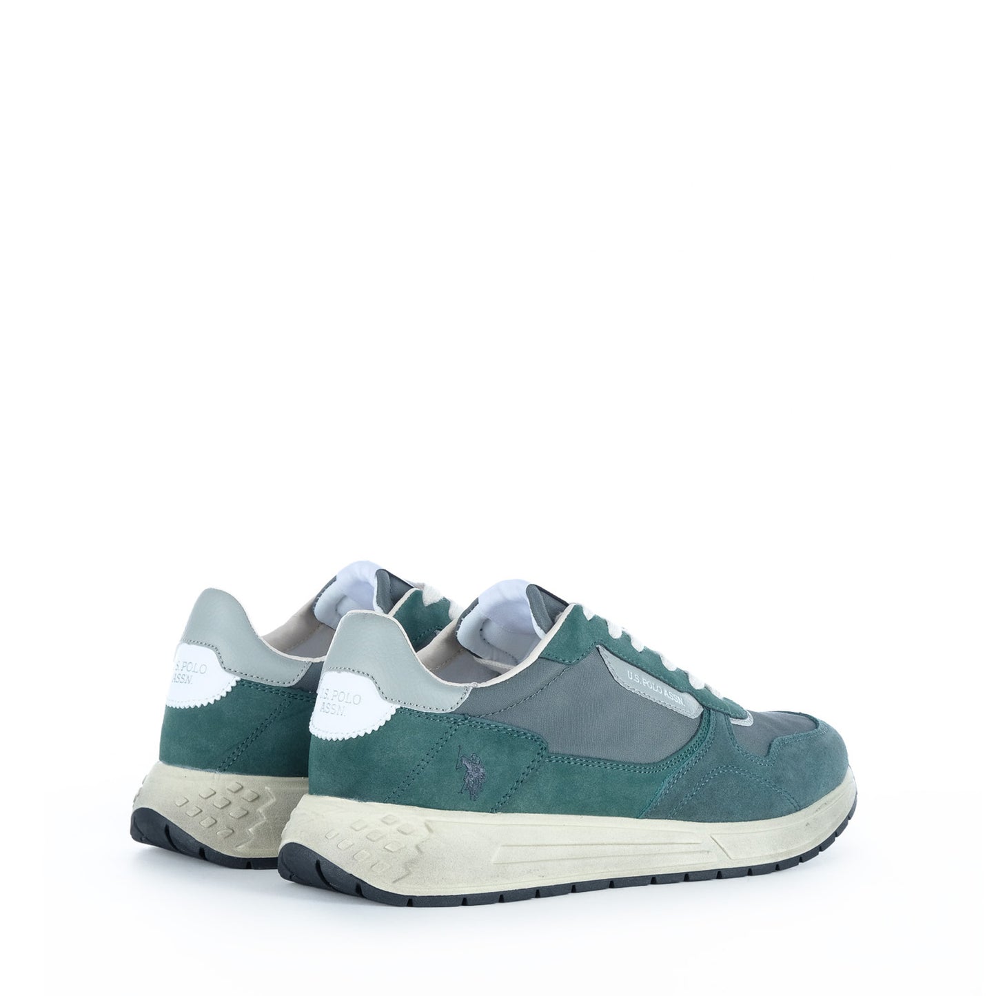 Ténis Homem U.S. Polo Assn. Verde e Cinzento com Atacadores Brancos