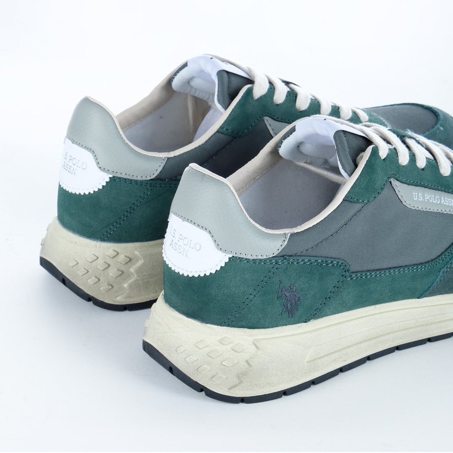 Ténis Homem U.S. Polo Assn. Verde e Cinzento com Atacadores Brancos