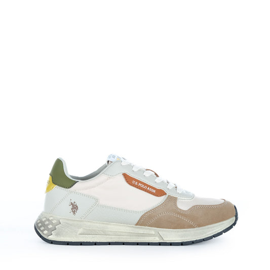 Ténis Homem U.S. Polo Assn. Bege e Verde com Detalhes Contrastantes