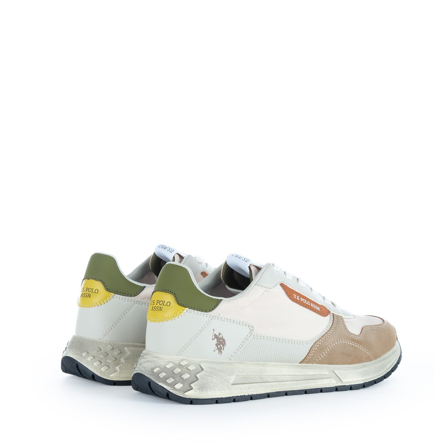 Ténis Homem U.S. Polo Assn. Bege e Verde com Detalhes Contrastantes
