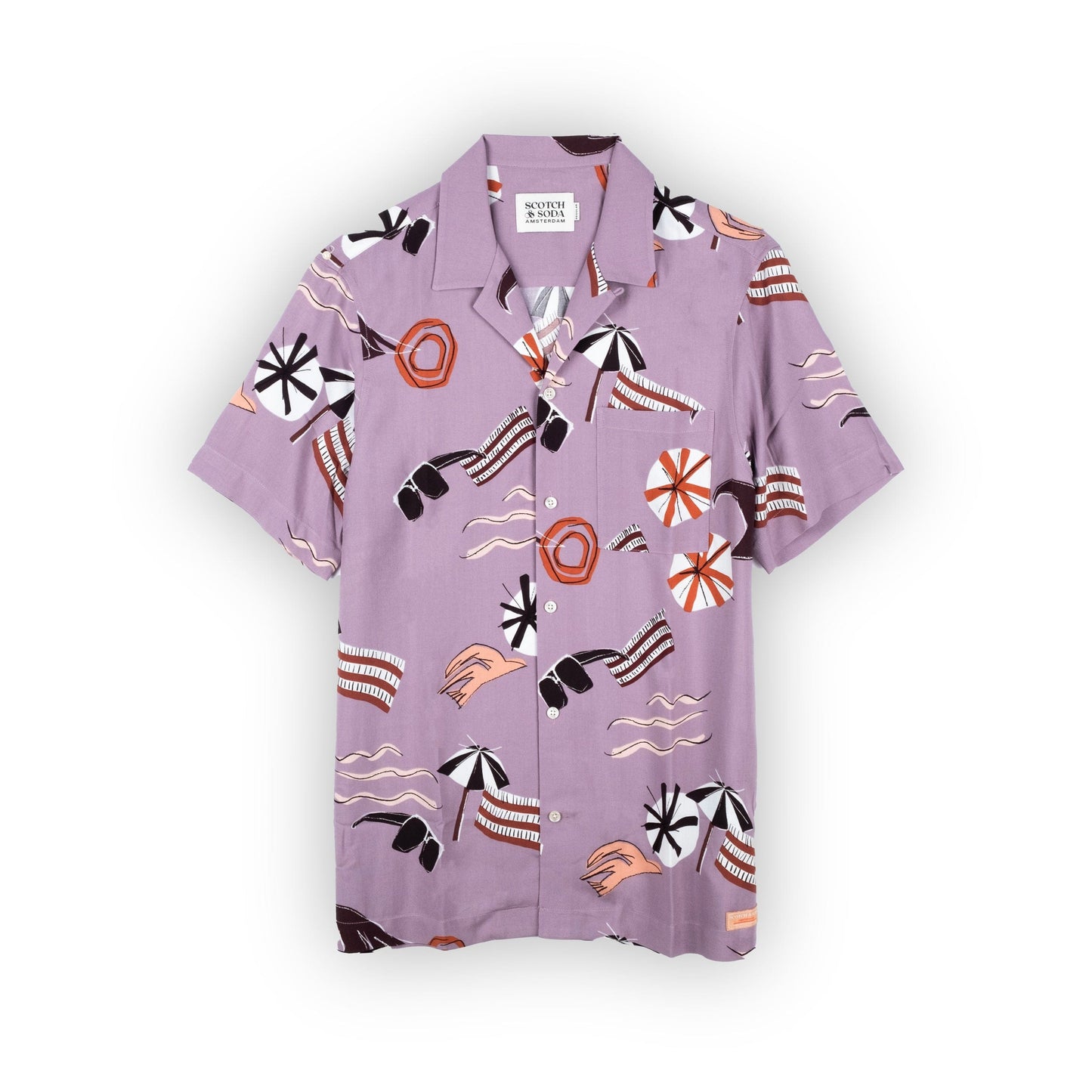 Camisa Masculina Scotch & Soda Roxa Estampada