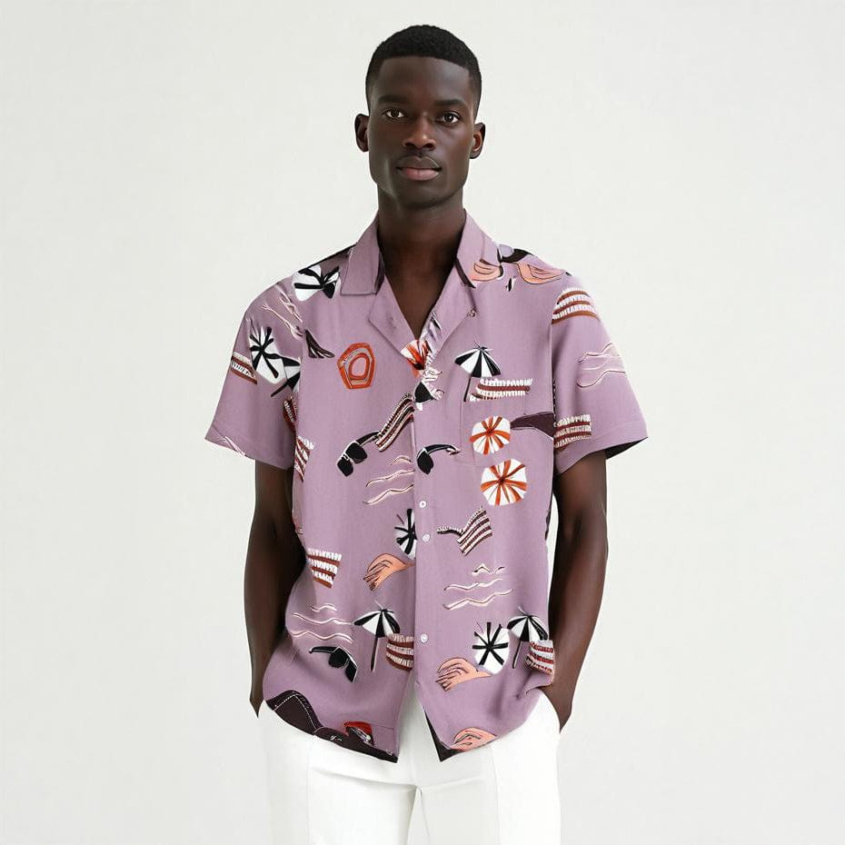 Camisa Masculina Scotch & Soda Roxa Estampada