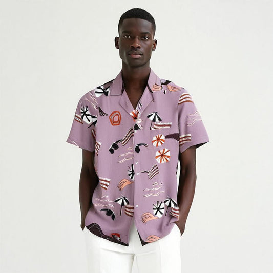 Camisa Masculina Scotch & Soda Roxa Estampada