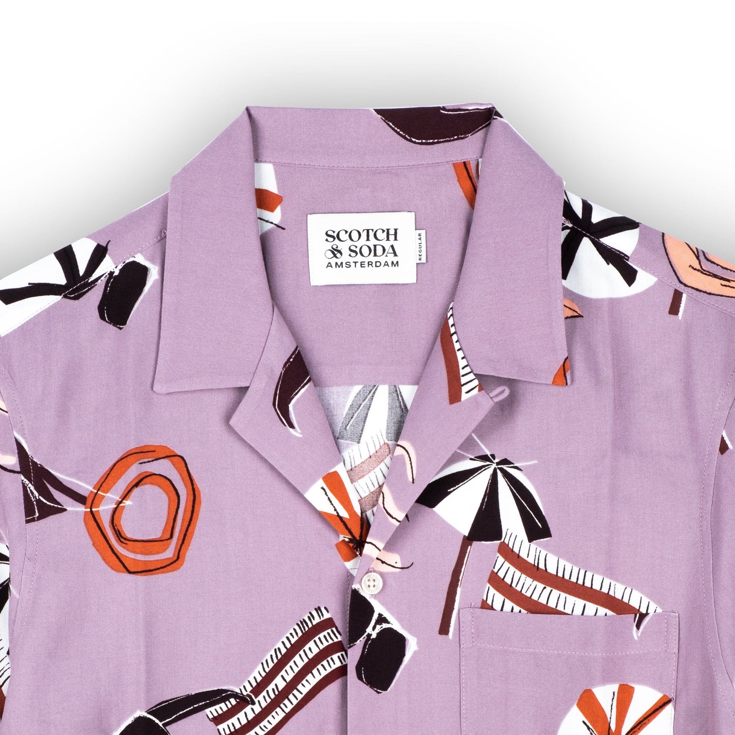 Camisa Masculina Scotch & Soda Roxa Estampada