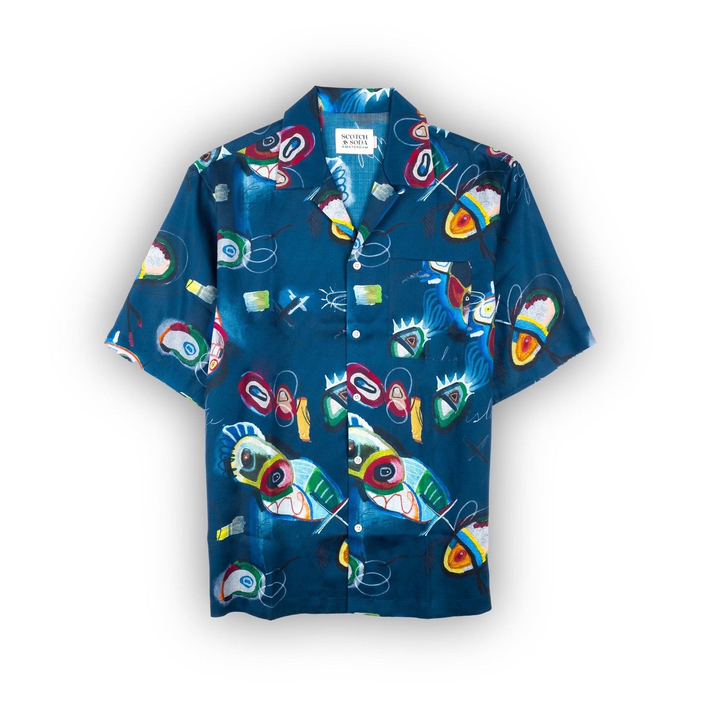 Camisa Masculina Casual Scotch&Soda Azul Estampada