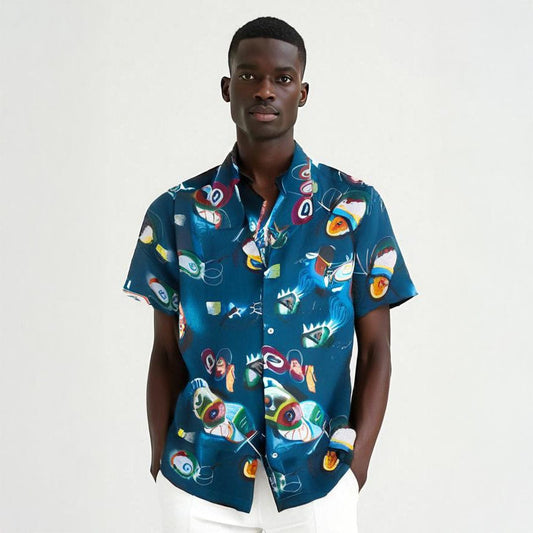 Camisa Masculina Casual Scotch&Soda Azul Estampada