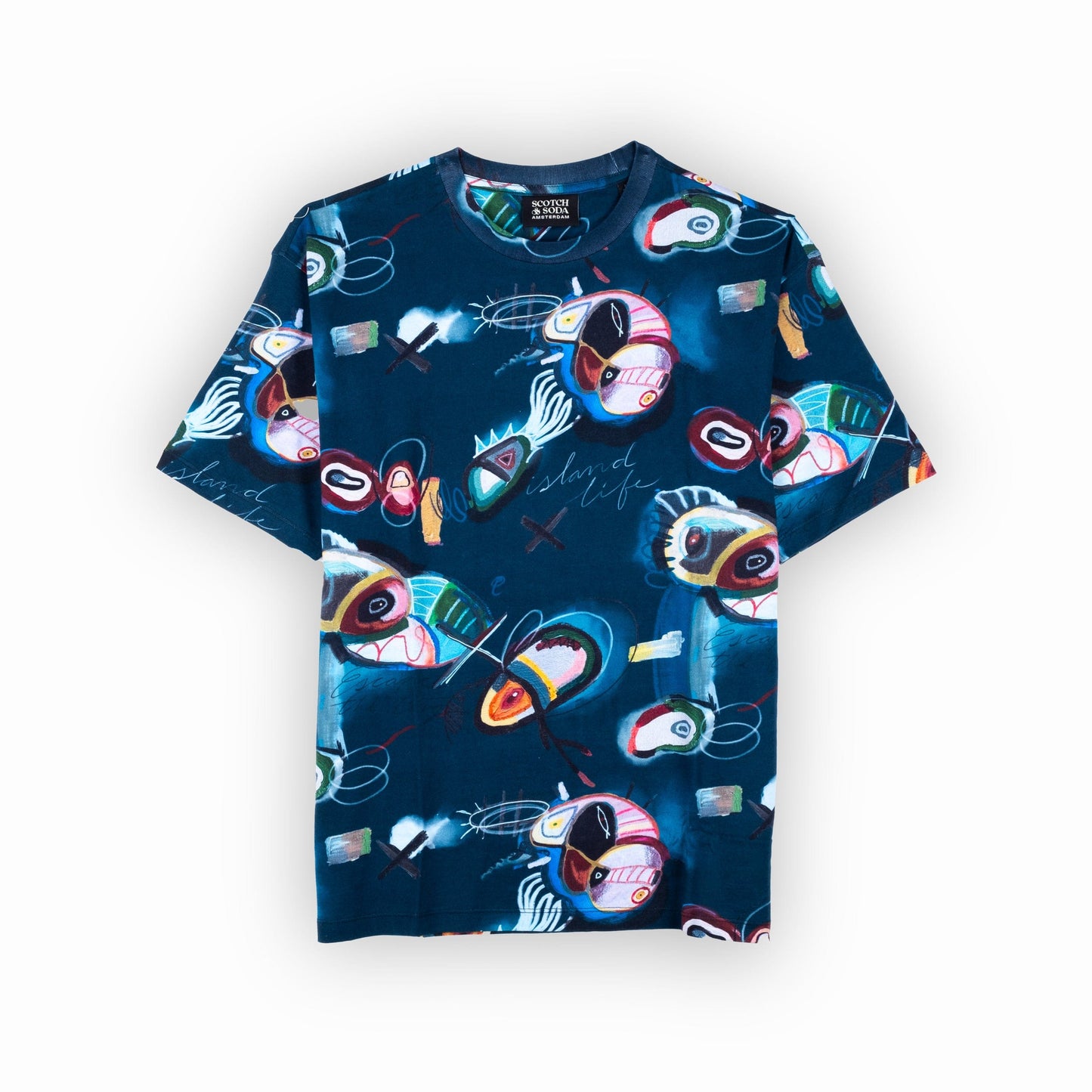 T-Shirt Homem Scotch&Soda Azul Estampada Moderna