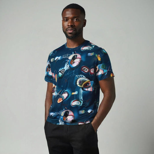 T-Shirt Homem Scotch&Soda Azul Estampada Moderna