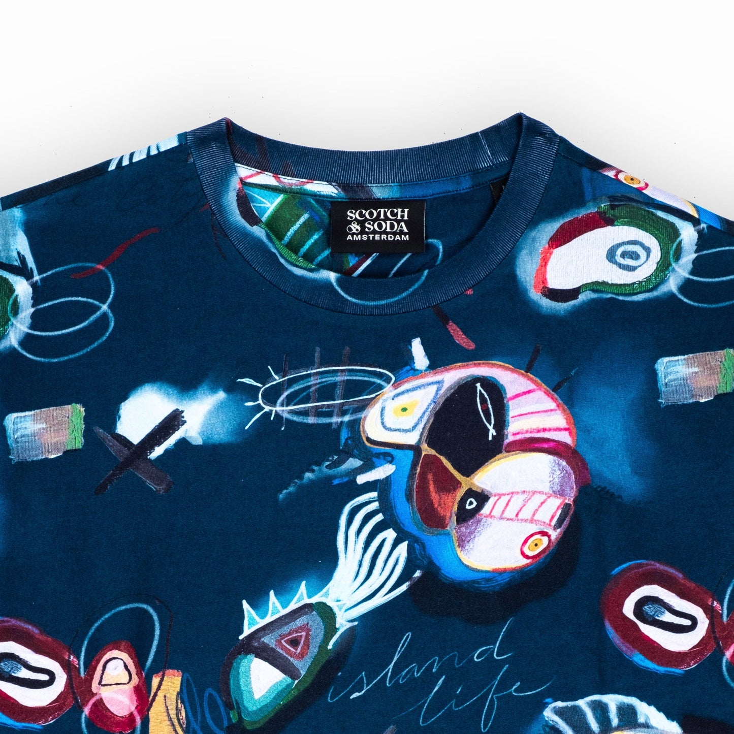 T-Shirt Homem Scotch&Soda Azul Estampada Moderna