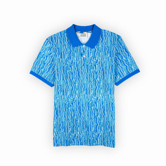 Masculino Polo Scotch&Soda Azul com Estampado Moderno
