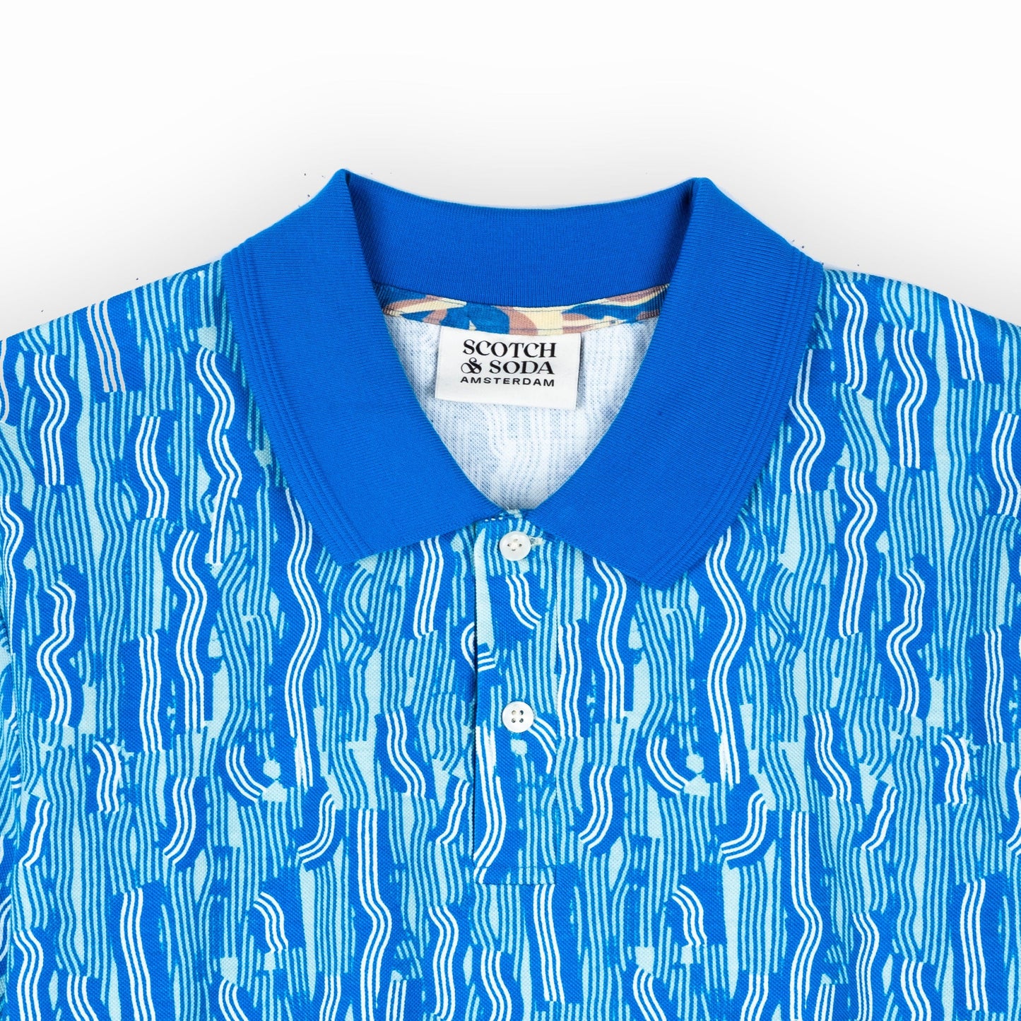 Masculino Polo Scotch&Soda Azul com Estampado Moderno