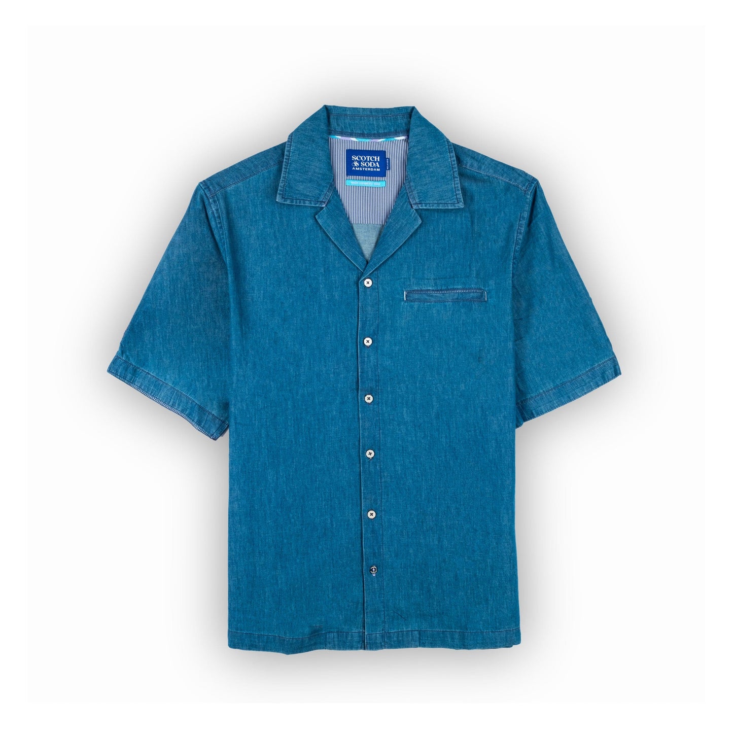Camisa Masculina Scotch&Soda Azul Denim Manga Curta