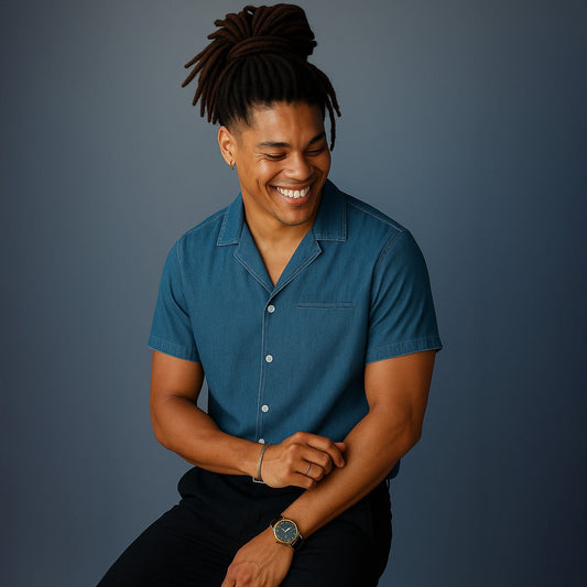 Camisa Masculina Scotch&Soda Azul Denim Manga Curta