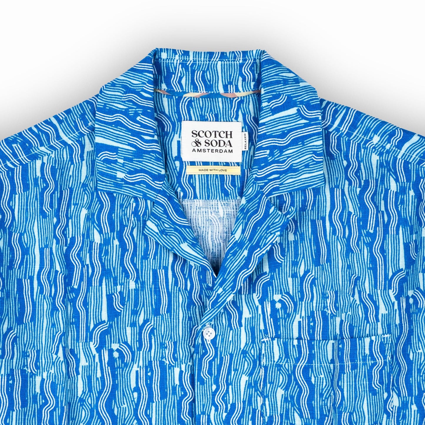 Camisa Masculina Scotch&Soda Azul Estampada com Manga Curta